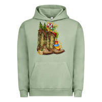 Pigment Oil Green Christmas Boots Urban Hoodie - CowhideDigitalArt