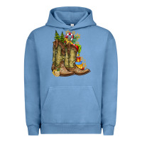 Pigment Pebble Blue Christmas Boots Urban Hoodie - CowhideDigitalArt