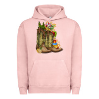 Pigment Salmon Christmas Boots Urban Hoodie - CowhideDigitalArt