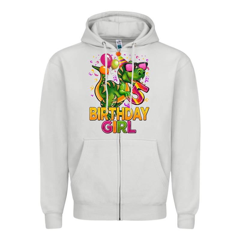 5 Rd Birthday Girl T Rex Pink Zipper Hoodie by CowGirlArtShop | Teevron