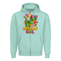 Seafoam 5 rd birthday girl t rex pink Zipper Hoodie - CowGirlArtShop