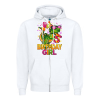 White 5 rd birthday girl t rex pink Zipper Hoodie - CowGirlArtShop
