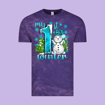 My 1 St Winter With Cute Snowman Vintage Tee Designed By Bundleandbundleshop