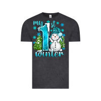 Vintage Black My 1 St Winter With Cute Snowman Vintage Tee - BundleAndBundleShop