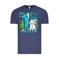 Vintage Denim My 1 St Winter With Cute Snowman Vintage Tee - BundleAndBundleShop