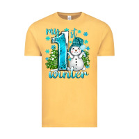 Vintage Mustard My 1 St Winter With Cute Snowman Vintage Tee - BundleAndBundleShop