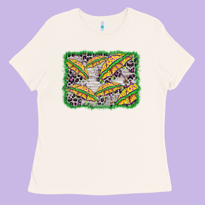 Mardi Gras Umbrella Background Ladies Tee Designed By Barkaloodesign