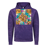 Cloud Purple hairdresser apron and flowers with turquoise glitter seamless pattern  Vintage Hoodie - BundleAndBundleShop