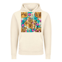 Vintage Artic hairdresser apron and flowers with turquoise glitter seamless pattern  Vintage Hoodie - BundleAndBundleShop