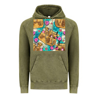Vintage Olive hairdresser apron and flowers with turquoise glitter seamless pattern  Vintage Hoodie - BundleAndBundleShop