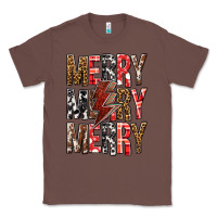 Chestnut Merry Merry Merry Christmas Lightning Bolt Classic Tee - BundleAndBundleShop