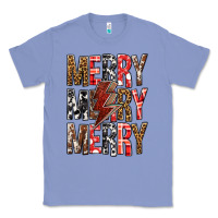Colony Blue Merry Merry Merry Christmas Lightning Bolt Classic Tee - BundleAndBundleShop