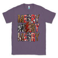 Lavender Merry Merry Merry Christmas Lightning Bolt Classic Tee - BundleAndBundleShop