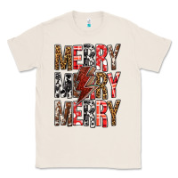 Natural Merry Merry Merry Christmas Lightning Bolt Classic Tee - BundleAndBundleShop