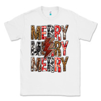 White Merry Merry Merry Christmas Lightning Bolt Classic Tee - BundleAndBundleShop