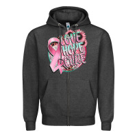 Charcoal Heather love hope cure Zipper Hoodie - CowGirlArtShop