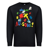 Black Au-some! Autism puzzle dabbing Premium Sweatshirt - FaDigitalArtStudio