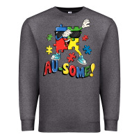 Charcoal Heather Au-some! Autism puzzle dabbing Premium Sweatshirt - FaDigitalArtStudio