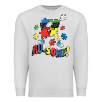 Dove Grey Au-some! Autism puzzle dabbing Premium Sweatshirt - FaDigitalArtStudio