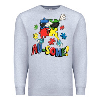 Heather Grey Au-some! Autism puzzle dabbing Premium Sweatshirt - FaDigitalArtStudio