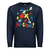 Navy Au-some! Autism puzzle dabbing Premium Sweatshirt - FaDigitalArtStudio