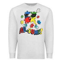 Oatmeal Heather Au-some! Autism puzzle dabbing Premium Sweatshirt - FaDigitalArtStudio