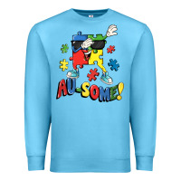 Ocean Blue Au-some! Autism puzzle dabbing Premium Sweatshirt - FaDigitalArtStudio