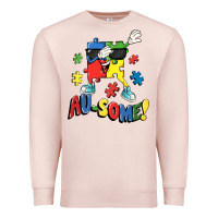 Pale Pink Au-some! Autism puzzle dabbing Premium Sweatshirt - FaDigitalArtStudio