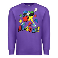 Purple Au-some! Autism puzzle dabbing Premium Sweatshirt - FaDigitalArtStudio