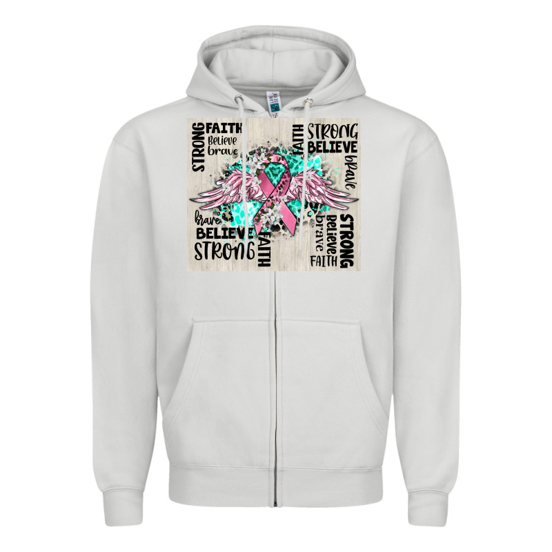 Cancer Ribbon With Angel Wings Zipper Hoodie by CowGirlArtShop | Teevron
