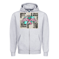 Heather Grey cancer ribbon with angel wings Zipper Hoodie - CowGirlArtShop