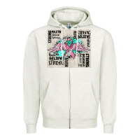 Oatmeal Heather cancer ribbon with angel wings Zipper Hoodie - CowGirlArtShop