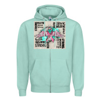 Seafoam cancer ribbon with angel wings Zipper Hoodie - CowGirlArtShop