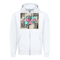 White cancer ribbon with angel wings Zipper Hoodie - CowGirlArtShop