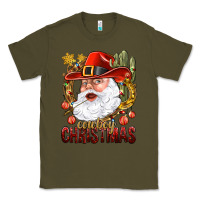 Army Green Cowboy Christmas Santa Classic Tee - BundleAndBundleShop