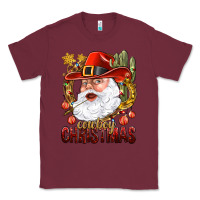 Burgundy Cowboy Christmas Santa Classic Tee - BundleAndBundleShop