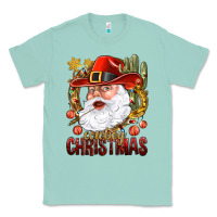 Seafoam Cowboy Christmas Santa Classic Tee - BundleAndBundleShop