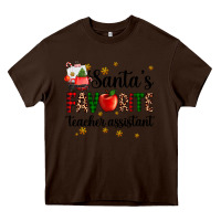 Chocolate Brown santa's favorite teacher assistant Heavy Core Tee - AdoDesignShop