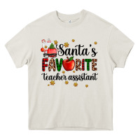 Cream santa's favorite teacher assistant Heavy Core Tee - AdoDesignShop