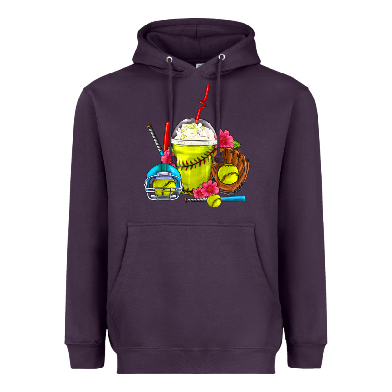 Softball Frappe Coffee Heavyweight Hoodie by FaDigitalArtStudio | Teevron