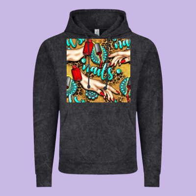 Hand And Nail Polish With Turquoise Gemstone And Leopard Seamless Patt Vintage Hoodie Designed By Bundleandbundleshop