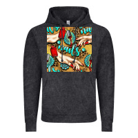 Vintage Black hand and nail polish with turquoise gemstone and leopard seamless patt Vintage Hoodie - BundleAndBundleShop