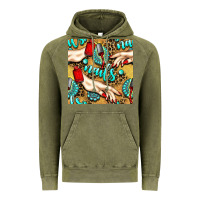 Vintage Olive hand and nail polish with turquoise gemstone and leopard seamless patt Vintage Hoodie - BundleAndBundleShop
