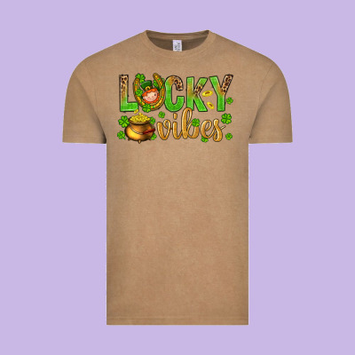 St. Patricks Day Lucky Vibes Vintage Tee Designed By Bundleandbundleshop