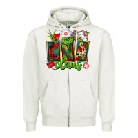 Oatmeal Heather cna  certified nursing assistant claus Zipper Hoodie - CowGirlArtShop