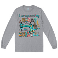 Heather Grey i sew a piece of my heart into every quilt i make Long Sleeve Tee - RanaPortraitStore
