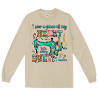 Mushroom i sew a piece of my heart into every quilt i make Long Sleeve Tee - RanaPortraitStore