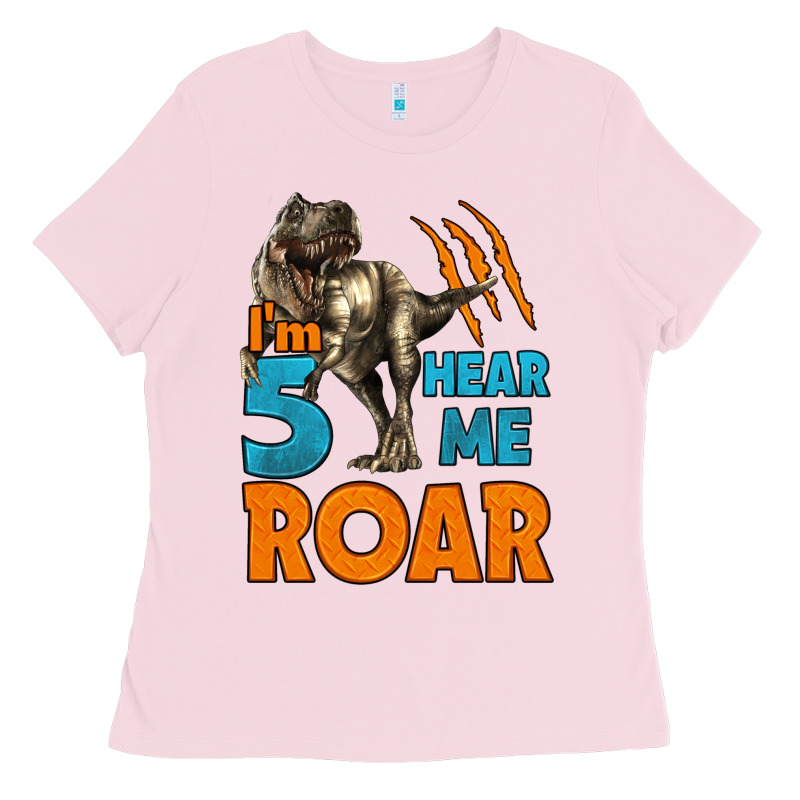 I'm Five Hear Me Roar Dinosaur Birthday Ladies Tee by LillyAllenDesigns | Teevron