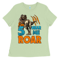 Matcha i'm five hear me roar dinosaur birthday Ladies Tee - LillyAllenDesigns