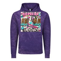 Cloud Purple leopard and cowhide hair and curling iron with hearts and flowers seam Vintage Hoodie - BundleAndBundleShop